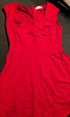 Red Sleeveless Collared Dress with Bow Detail Size Small